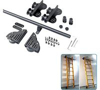 SnamicE Kit de Montage pour échelle roulante de bibliothèque, échelle coulissante de 1 m à 6 m, Rail de Suspension, quincaillerie complète + Rail d'extension avec Roulette,13ft/400cm Track kit