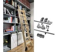 SnamicE Kit de Porte coulissante de Grange, échelle coulissante de 1 à 6 m, Ensemble Complet de quincaillerie, Rail de roulement avec roulettes, kit de Rail de 200 cm.,6.6ft/200cm Track Kit