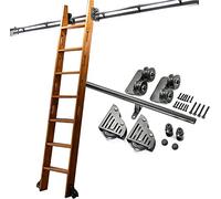 SnamicE Kit de quincaillerie pour échelle coulissante avec roulettes de Sol, Rail Tubulaire Rond Noir pour échelle Mobile - 1 m à 6 m, kit de Rail de 400 cm,13ft/400cm Track kit