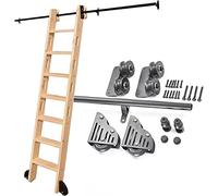 SnamicE Kit de quincaillerie pour échelle coulissante, Rail de Suspension pour échelle de bibliothèque roulante, Rail Tubulaire Rond Noir de 1 m à 6 m + roulettes de Sol,13ft/400cm Track kit