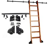 SnamicE Kit de quincaillerie pour échelle roulante de 1 à 6 m, kit de quincaillerie pour échelle roulante coulissante de bibliothèque, Rail Tubulaire Rond pour échelle Mob,6.6ft/200cm Track Kit