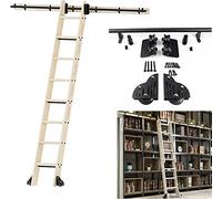 SnamicE Kit de quincaillerie pour échelle roulante et Porte coulissante de bibliothèque, Rail d'échelle Mobile Tubulaire Rond de 1 à 6 m pour la Maison, l'intérieur et Les,13ft/400cm Track kit