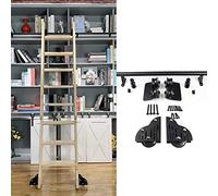 SnamicE Kit de quincaillerie pour échelle roulante, kit de quincaillerie pour échelle coulissante, Rail Rond en Acier Noir de 1 m à 6 m, kit de Rail pour échelle Mobile de,6.6ft/200cm Track Kit