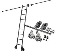 SnamicE Kit de quincaillerie pour échelle roulante Noire, idéale pour bibliothèque ou Cuisine. Rail Coulissant de 1 m à 6 m, Compatible avec Les Portes coulissantes de sty,13ft/400cm Track kit