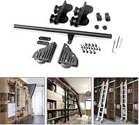 SnamicE Kit de quincaillerie pour échelle roulante rétractable de 1 à 6 m, avec roulettes de Sol, kit de quincaillerie pour échelle coulissante de bibliothèque, Rail Rond,6.6ft/200cm Track Kit