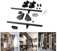 SnamicE Kit de quincaillerie pour échelle roulante rétractable de 1 à 6 m, kit de quincaillerie pour échelle coulissante de bibliothèque avec Rail Rond et roulettes de Sol,13ft/400cm Track kit