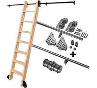 SnamicE Kit de Rail Roulant Noir pour échelle de bibliothèque ou de Bureau à Domicile, Rail Rond de 1 m à 6 m, Rail Tubulaire Rond en Acier Noir pour échelle Mobile, avec,6.6ft/200cm Track Kit