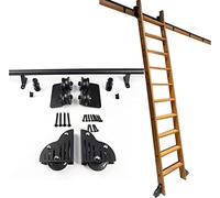 SnamicE Kit de Rails coulissants pour échelle de bibliothèque Mobile, Rail Tubulaire Rond de 1 m à 6 m avec roulettes au Sol/kit de Rail de 3 m/kit de Rail de 2 m,6.6ft/200cm Track Kit