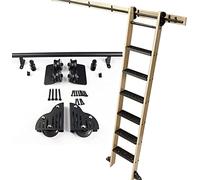 SnamicE Kit de Rails pour échelle coulissante de bibliothèque | Quincaillerie Rustique Noire pour échelle coulissante de bibliothèque | Kit de Rails de 1 m à 4 m/Kit de,13ft/400cm Track Kit