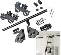 SnamicE Quincaillerie pour échelle de bibliothèque roulante Noire, kit de quincaillerie pour échelle Mobile coulissante à Tube Rond Extensible, kit de Rail de 400 cm (13 p,10ft/300cm Track Kit