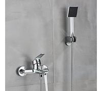 SnamicE Robinet de douche noir mat pour salle de bain, robinet de bain, ensemble de douche à main ABS, montage mural, robinet de commande de douche noir, ensemble complet A, noir ensemble complet A