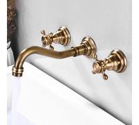 SnamicE Robinet mitigeur de lavabo Mural Vintage à Double poignée croisée, robinets de lavabo, mélangeurs, Bec pivotant, Antique, B,