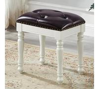 SnamicE Tabouret de coiffeuse carré, tabouret de maquillage de style européen avec pieds en bois massif, banc rembourré, chaise de piano dans la chambre à coucher, salle de bain, couleur rouge-noyer