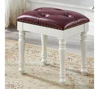 SnamicE Tabouret de coiffeuse carré, tabouret de maquillage de style européen avec pieds en bois massif, banc rembourré, chaise de piano dans la chambre à coucher, salle de bain, couleur rouge-noyer
