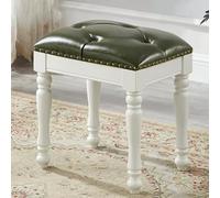 SnamicE Tabouret de coiffeuse carré, tabouret de maquillage de style européen avec pieds en bois massif, banc rembourré, chaise de piano dans la chambre à coucher, salle de bain, couleur rouge-noyer