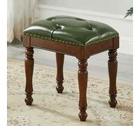 SnamicE Tabouret de coiffeuse carré, tabouret de maquillage de style européen avec pieds en bois massif, banc rembourré, chaise de piano dans la chambre à coucher, salle de bain, couleur rouge-noyer
