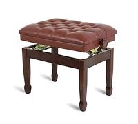 SnamicE Tabouret de piano réglable en hauteur - Banc de clavier rembourré - Forte capacité de charge et assemblage facile - Pieds de tabouret en fer à cheval - Noyer