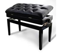 SnamicE Tabouret de Piano réglable en Hauteur, Banc de Piano Double Noir, Tabouret de Clavier, Tabouret de Coiffeuse avec Compartiment de Rangement et Coussin rembourré, Mont,