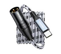 SNANSHI Câble USB C vers XLR de 1,8 m, câble de sortie USB de type C vers XLR mâle pour amplificateur, haut-parleur, console de mixage, etc