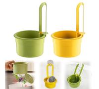 Snap-Button Lot de 2 robinets d'évier suspendus avec bouton pression sur le robinet sans bavures mains pour évier de cuisine amovible vert et jaune