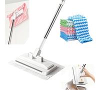 Snap Grip Mini Mop, Balai Plat Rétractable Zéro Contact avec 20 Lingettes Réutilisables, Manche à Pince 110 cm pour Nettoyage Multi-Surfaces et Recoins