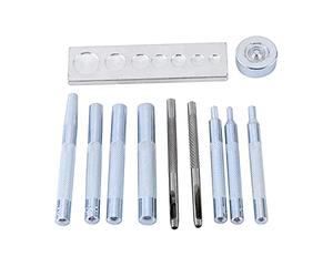 Snap Rivet Setter, Setter Boutons Pressions & Poinçons avec Base Outil Maroquinerie pour Pose Rivets Œillets Perçage et Fixation Compatible Tanneur Sellerie DIY(11 Pcs)