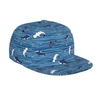 Snapback Chapeaux pour hommes - Sharks on White Blue Striped Flat Bill Brim Hat for Men Adjustable Baseball Cap