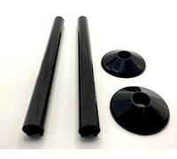 SnapFit Cache-Radiateur Lot 2 Tuyaux à Clipper Noir, Longueur 200 mm, Diamètre 15 mm, Installation Facile, Finition Propre et Durable