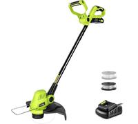 SnapFresh Coupe-Bordures Dresse-Bordures à Fil Diam. de Coupe 30 cm Électrique 20V sans Fil avec Batterie, Tête Pivotante, 1,65 mm à Alimentation Automatique, 2 Bobines de Fil, Poignée Réglable