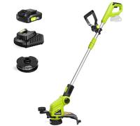 SnapFresh Coupe-Bordures Taille Dresse-Bordures à Fil Diam. de Coupe 30,5 cm Électrique 20V Débroussailleuse sans Fil avec Batterie, 2 Bobines de Fil 2mm x 4,5m, Tube Télescopique, Poignée Réglable