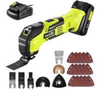 SnapFresh Outil Multifonction Outils Oscillant sans fil 20V Multi-cutter avec 6 vitesses 5000-18000 OPM, angle d'oscillation de 3,2°, 22 accessoires, batterie 2.0Ah et chargeur rapide