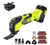 SnapFresh Outil Multifonction sans fil 20V Multitool Multi-cutter Scie Oscillante avec 6 vitesses 5000-18000 OPM, angle d'oscillation de 3,2°, 22 Accessoires, Batterie 2.0Ah et Chargeur Rapide