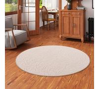 Snapstyle Frieda - Découpe des Contours Tapis Pile Haute Pile Longue - Beige - Rond - 4 Tailles