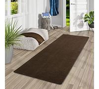 Snapstyle Luna - Tapis Long Couloir - Tapis en Velours à Poils Longs - Marron foncé - 9 Tailles