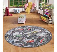 Snapstyle Tapis de Jeu pour Enfant Disney Cars Gris Circuit de Route Rond - 4 Tailles Disponibles