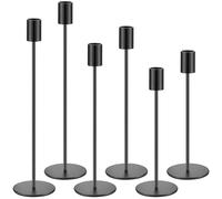 Snarflun Bougeoir Noir Carré, 6 Pièces Chandelier en Métal 32.1/27.2/22.3cm Porte Bougie de différentes hauteurs pour Maison, Fêtes, Mariage, Noël, Dîner Aux Chandelles