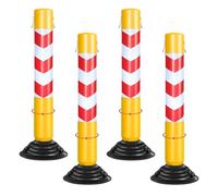 Snaweo Bollard De Sécurité, Borne Délinéatrice Flexible avec Base en Caoutchouc Et Crochet, Cône De Signalisation pour Intersections, Travaux De Construction Borne De Sécurité(75CM 4pcs)