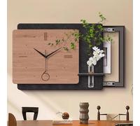 Snaweo Cache-panneau Mural avec Horloge et Vase en Verre, Décoration Murale avec Porte Coulissante À Gauche, Installation Sans Perçage, pour Salon Ou Chambre(Color 6,29x22in/75x55cm)