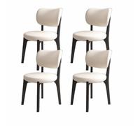 Snaweo Chaises de Salle à Manger en Bois, Chaises Modernes avec Dossier Incurvé, Chaisess de Cuisine RembourréEs avec Structure en Bois, sans Accoudoirs de Style Campagnard(Color1,4PCS)