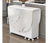 Snaweo Table de Salle à Manger Pliante et Mobile, Table à Manger Pliable, Tables de Salle à Mangers à 6 Roues, Tables à Mangers Extensible et Peu Encombrante for 4 à 6 Personnes(Color4)