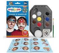 Snazaroo Kit de Maquillage Pour Enfants La Pat' Patrouille Chase et Marshall - 8 Couleurs, 1 Stencil, 1 Pinceau, 1 Éponge, 1 Guide, Maquillage à Base D'eau, Peinture Pour le Visage, Paw Patrol