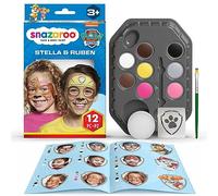 Snazaroo Kit de Maquillage Pour Enfants La Pat' Patrouille Skye et Rubble - 8 Couleurs, 1 Stencil, 1 Pinceau, 1 Éponge, 1 Guide, Maquillage à Base D'eau, Peinture Pour le Visage, Paw Patrol