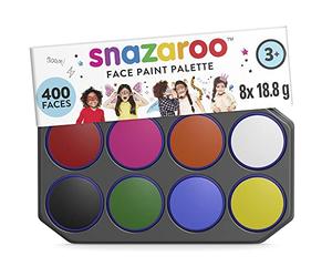 Snazaroo - Palette de Maquillage JUMBO, Peinture pour le Visage, 8 Couleurs, Assorties, à Base d'eau, Facile à Appliquer et à Enlever, hypoallergénique