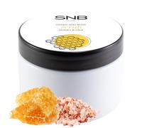 SNB Gommage professionnel pour le corps et les mains avec sel de l'Himalaya, miel et lait 300 ml - Exfoliant doux pour peau lisse - Avec lanoline, beurre de karité, extrait de pollen d'abeille et de