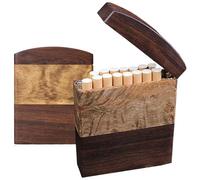 SNBGRYE éTui à Cigarettes en éBèNe, éTui à Cigarettes Portable en Bois à Rabat pour Hommes, Peut Contenir 15 Cigarettes, Conception De Partition, Interrupteur MagnéTique, Cadeau pour Hommes