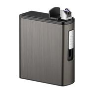 SNBGRYE éTui à Cigarettes pour Homme, 20 Cigarettes Standard, avec Briquet Rechargeable USB Et éTui à Cigarettes Coupe-Vent, Scellé Et RéSistant à L'Humidité, Gadget pour Homme,A