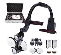 SNBGRYE Loupe Dentaire 5 W, Loupe Frontale LED 2,5X/3,5X, Hauteur De LumièRe RéGlable, avec Lentille 1,5X Et 2 Piles, pour Dentisterie, Bijouterie Et Laboratoire,3.5X