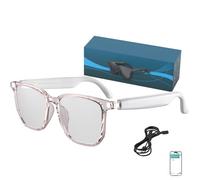 SNBGRYE Lunettes Bluetooth AI, Traduction De Langue en Temps RéEl, Autonomie De La Batterie De 9 H, UtiliséEs pour La Traduction, L'éCoute De Musique, Les Appels, Prise en Charge De 75 Langues,White
