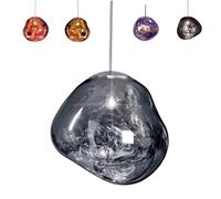 SNBGRYE Lustre Moderne en Verre Fusionné, Lustre à Abat-Jour en Verre IrréGulier à LED, Corde De Suspension RéGlable De 150cm, Lustre Suspendu en Lave, pour Magasin, Club, éClairage IntéRieur,C-30cm