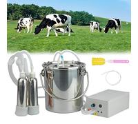 SNBGRYE Machine à Traire éLectrique (3L/5L/10L), Pompe à Vide PulséE, ArrêT Automatique Lorsque Le Lait Est Plein, Traite Confortable, avec 2 Gobelets Trayeurs, pour Vaches, ChèVres,Cattle-5L